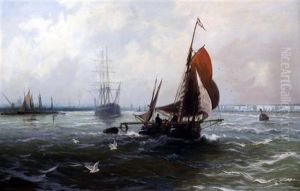 Schooner And Fishing Boat Leaving Harbor