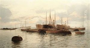 Shipping On The Thames by Edward Henry Eugene Fletcher