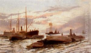 Shipping On The Thames In London by Edward Henry Eugene Fletcher