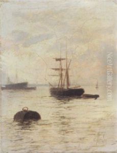 Shipping At Sunrise by Edward Henry Eugene Fletcher