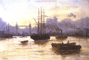 On The Thames by Edward Henry Eugene Fletcher