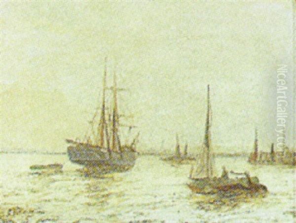 Marine Med Skibe, I Baggrunden Udsigt Mod By - view 1