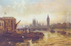 The Houses Of Parliament From The South Bank by Edward Henry Eugene Fletcher