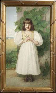 Portrait Ofmargarethe Kroner At The Age Of Six Years by Wilhelm Auberlen