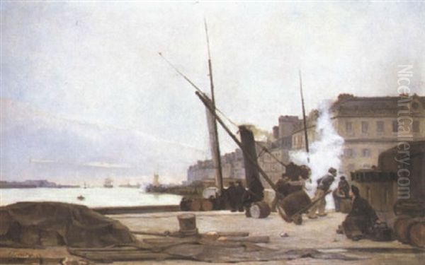 Le Dechargement Du Bateau Au Port Du Havre - view 1