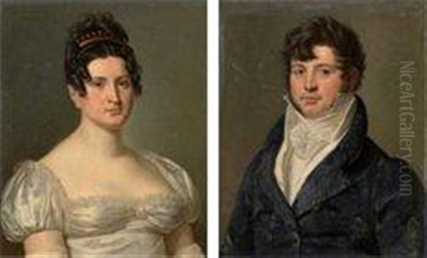 Portrait De Louis Philippe Forquenot De La Fortelle (+ Portrait De Aimee Antoinette Louise Le Carlier D'ardon, Epouse De Louis Philippe Forquenot De La Fortelle; 2 Works) - view 1