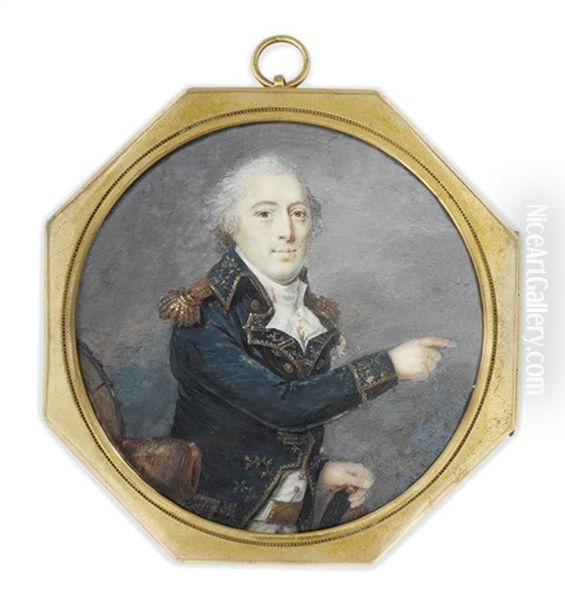 General Baron Thouvenot, Standing By A Cannon And Pointing Towards The Distance With His Right Hand, His Left Hand Resting On His Sword - view 1