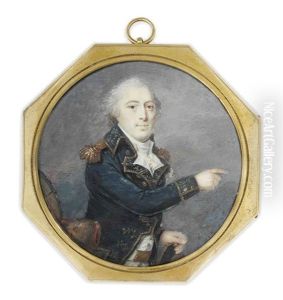 General Baron Thouvenot, Standing By A Cannon And Pointing Towards The Distance With His Right Hand, His Left Hand Resting On His Sword