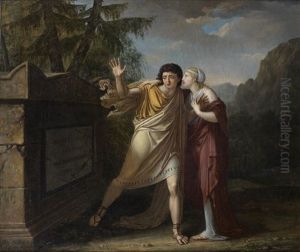 Les Amants Devant Un Tombeau Antique by Antoine-Claude Fleury