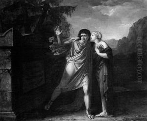 Deux Jeunes Amants Lisant L'epitaphe D'un Tombeau by Antoine-Claude Fleury