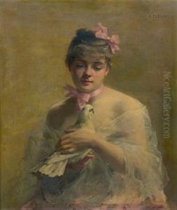 Portrait De Jeune Femme A La Colombe
