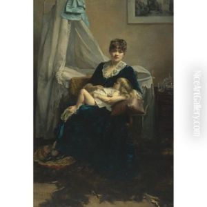 A Mother And Her Sleeping Child by Fanny Laurent Fleury