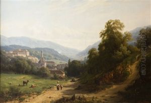 Paysage De Montagne by Francois-Antoine-Leon Fleury