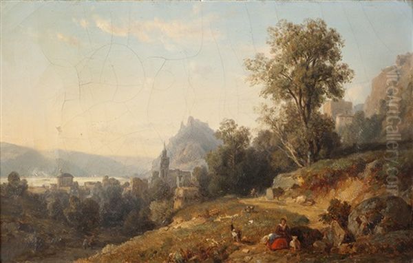 Vue Prise A Oberwessel, Sur Les Bords Du Rhin - view 1