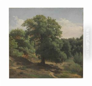 A Forest Path, Fontainebleau by Francois-Antoine-Leon Fleury