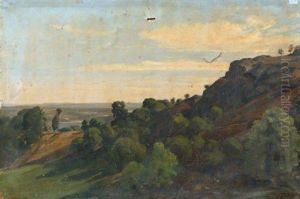 Paysage Aux Rochers Dominant Une Riviere Dans Le Limousin