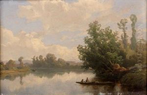 Barque Sur Une Riviere by Francois-Antoine-Leon Fleury