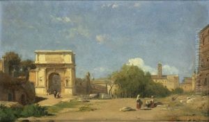 L'arc De Titus A Rome by Francois-Antoine-Leon Fleury