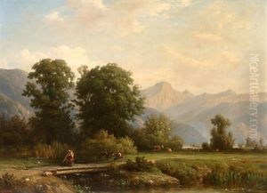 Bergslandskap by Francois-Antoine-Leon Fleury