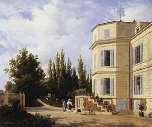 Young Women And A Girl In Front Of A House