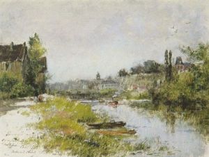 Village De Bourgogne by Francois-Antoine-Leon Fleury