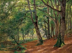 Rotwild Auf Einer Waldlichtung by Paul Franz Flickel