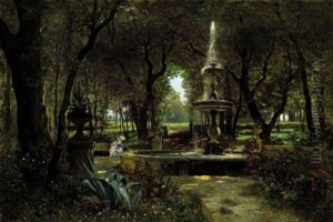 Im Garten Der Villa Borghese by Paul Franz Flickel
