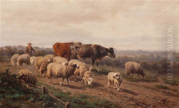 Shepherd With His Livestock - view 1