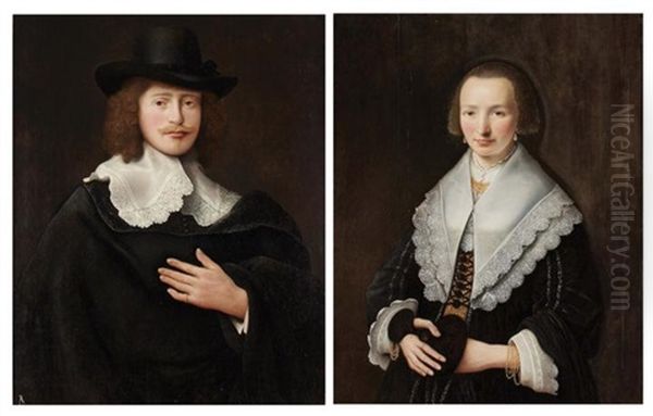 A Lady And Gentleman: A Pair, Circa 1640-1649 - view 1