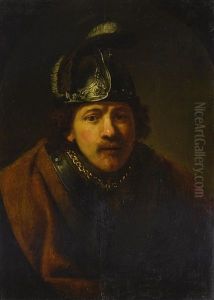 Portrait Of A Man In A Helmet by Govaert Flinck Cleve