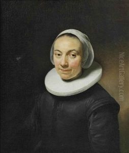 Portrait Of A Lady In A Black Dress With A White Collar And Headdress