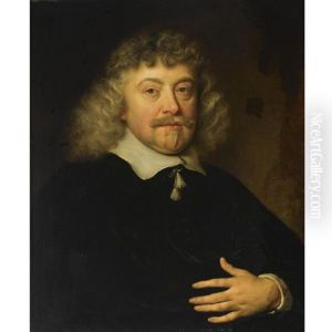 Portrait Of Joseph Coymans, Wearing A Black Costume With A White Flat Collar by Govaert Flinck Cleve