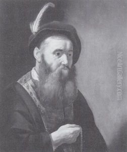 Man With Plumed Hat Holding Beads