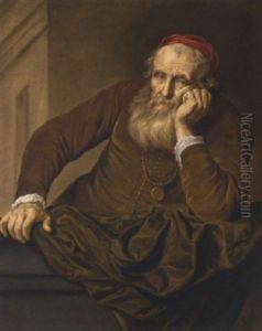 Portrait Of An Old Man Wearing A Red Hat