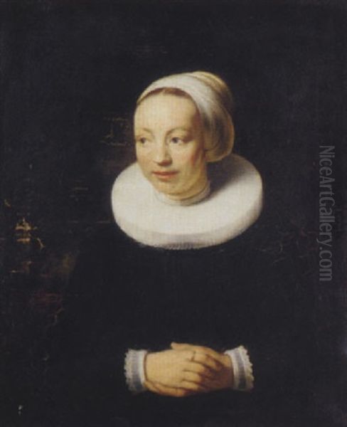 Portrait Of A Lady In A White Hat And Ruff - view 1