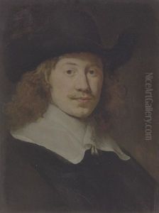 Portrait Of A Gentleman In Black Costume With A Lace Collar