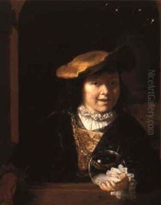 A Young Boy Blowing Bubbles by Govaert Flinck Cleve