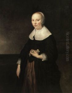 A Portrait Of A Lady Standing Three Quarter Length Holding Her Gloves In Her Left Hand A Portrait Of A Lady Standing Three Quarter Length Holding Her Gloves In Her Left Hand