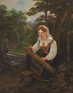 Genrebillede Fra Tellemarken by Johannes Flintoe