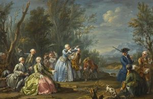 Two Court Ladies Out Shooting With Their Retinue by Joseph Charles Giuseppe Flipart