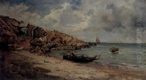 Barque De Pecheur Sur La Plage by Victor Philippe Flipsen