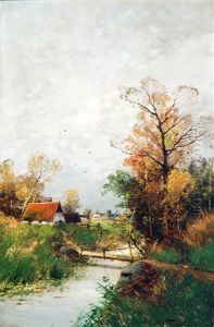 Sloot In Weidelandschap by Heinz Flockenhaus