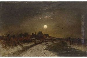 Winterlandschaft Bei Vollmond by Heinz Flockenhaus