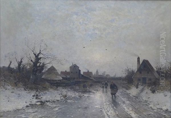 Hollandische Dorfstrase Im Winter - view 1