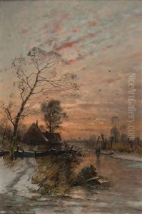 Paysage Hivernal Au Coucher Du Soleil by Heinz Flockenhaus