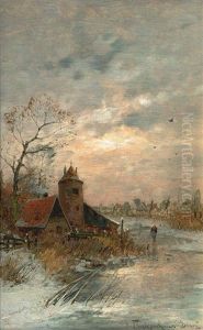 Winterlandschaft Mit Dorf by Heinz Flockenhaus