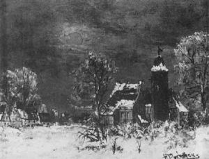 Verschneites Dorf Bei Sonnenuntergang by Heinz Flockenhaus