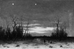 Marzschnee Am Niederrhein. Abendstimmung by Heinz Flockenhaus