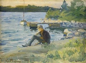Skargardslandskap Med Pojke by Karl Samuel Flodman