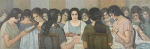 Interieur Mit Jungen Frauen Beim Sticken. by William - Victor Aubert